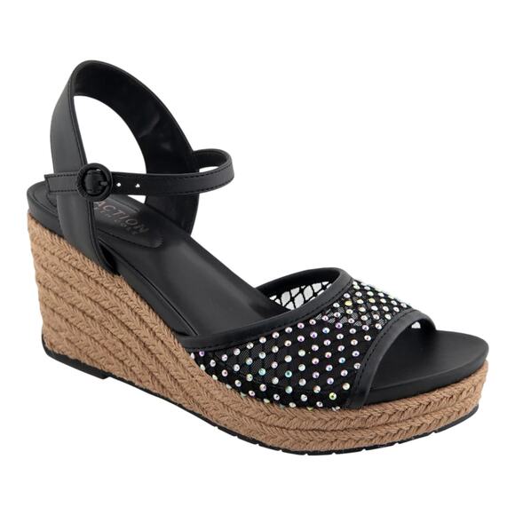 Kenneth Cole Reaction Women's Platform Caegan Wedge Sandals Black Size 9 - Picture 1 of 4